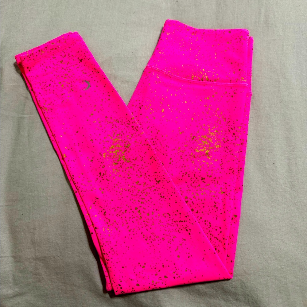 Zyia hot pink gold dusted leggings